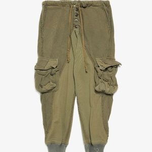 Khaki Army Knit/Fleece Slim Lounge 50/50 Cotton Pants